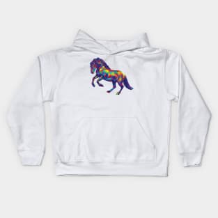 Rainbow Geometric Horse Rearing Kids Hoodie